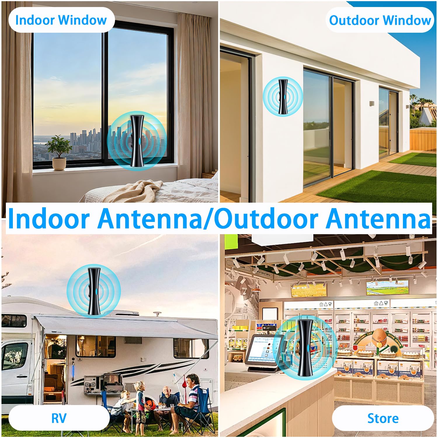Antena de TV para canales locales, antena de TV HD 2026 para Smart TV interior con amplificado, soporta antena 4K 1080p para interior/exterior, antena digital, cable coaxial de fácil configuración