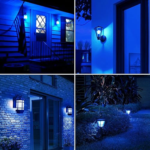 Miniatura 6 de EvaStary Paquete de 2 bombillas LED A19 azules, 9 vatios (equivalente a 60 W), luces LED azules, bombilla base E26, bombillas de colores para luz de