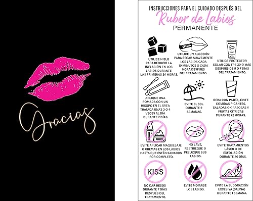 Miniatura 4 de BRAWNA Paquete de 100 instrucciones de post Cuidados De Las Cejas Permanentes - Tarjetas de agradecimiento españolas para el cuidado posterior de