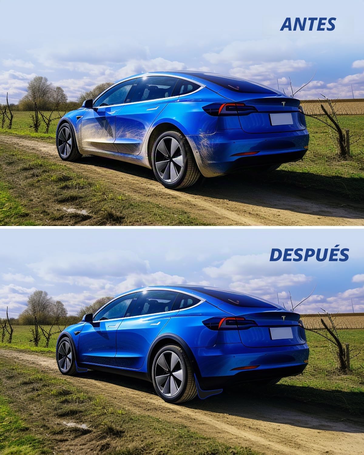 [4 Piezas] Guardabarros para Tesla Model 3 2024 2025, Model 3 Highland Protectores de Guardabarros Delantero y Trasero, Accesorios Mud Flaps con Tornillos de Montaje, No Necesita Taladrar