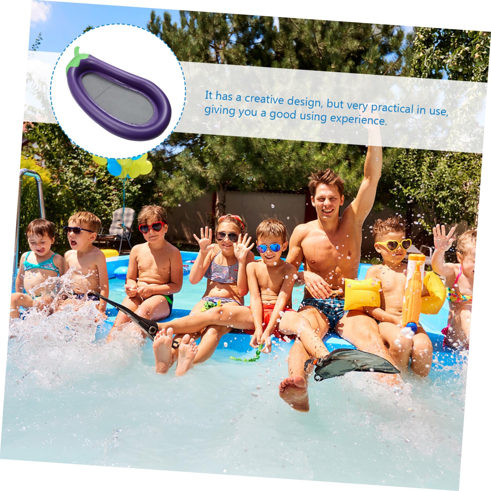 Colchoneta Flotante Inflable de PVC Púrpura para Piscina y Playa Decoracion