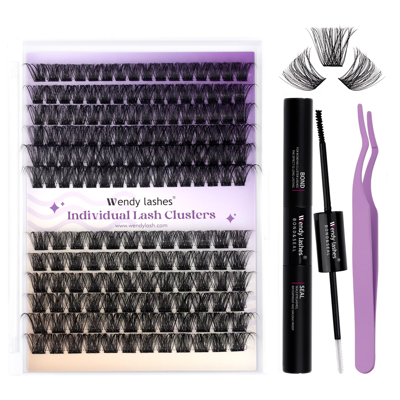 Cluster-Lashes Kit 16-20mm D Curl Mixed Natural Individual Eyelashes Extensions DIY Wide Stem 0.07mm Reusable Soft and Wispy(kit-C3+C9-D-1620)