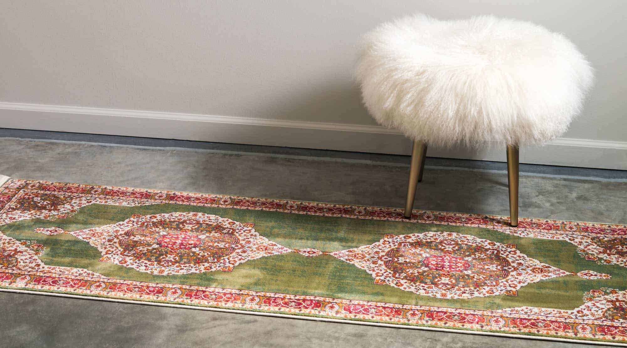 Unique Loom Baracoa Collection Bright Tones Vintage Traditional Green Runner Rug (2' 2 x 6' 0)