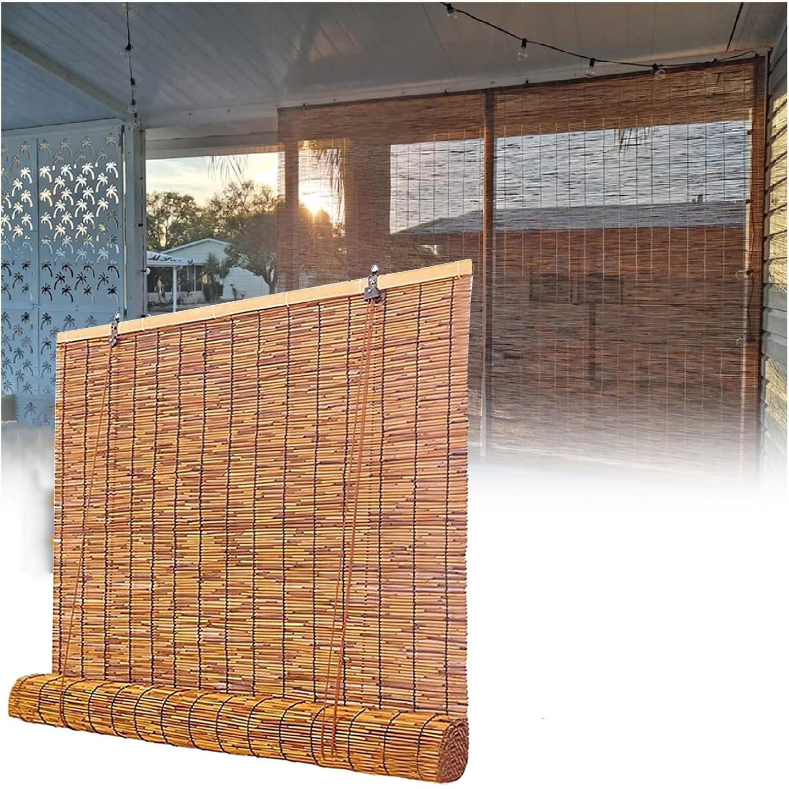Tende in bambù personalizzate per pergola da esterno, tende parasole tessute a mano e protezione della privacy, tende a pacchetto naturali per interni/finestre/porte decorative
