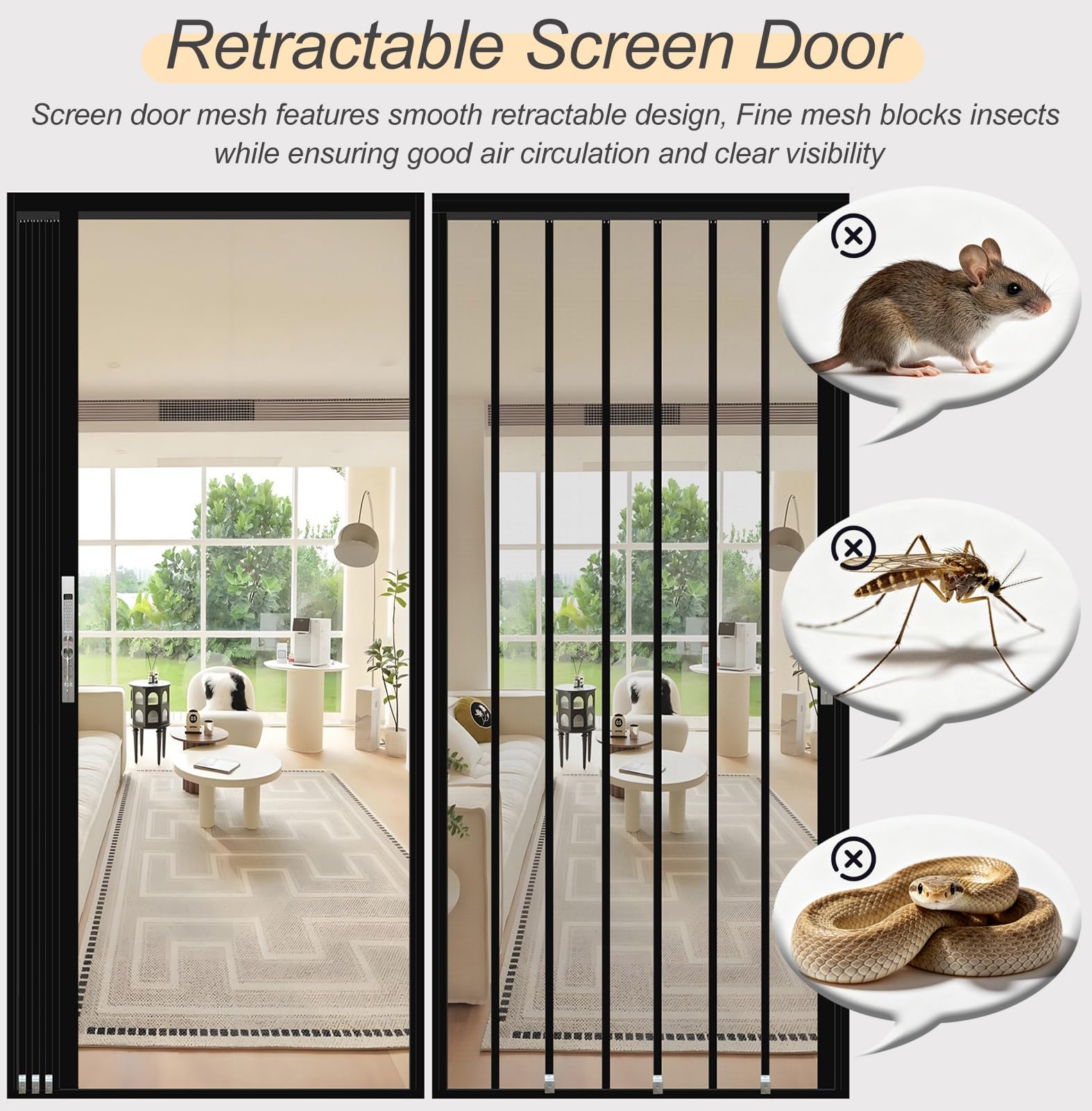 Rejas para Ventanas Exteriores Malla Mosquitera Extensible Alta Altura Puertas, Ideal Gatos Perros, Mosquitera Repuesto Ligera Cerradura, Valla Protectora Antiarañazos(W55xH60cm/22x24in)
