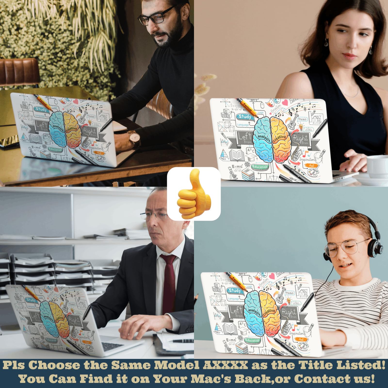 Funda Protectora para MacBook Air 13 Pulgadas M5 M4 M3 M2 A3240 A3113 A2681 Carcasa Dura para Macbook Air 13,6" 2025 2024 2022,Estuche Cover Dura Fina,Cerebral Izquierdo y Derecho