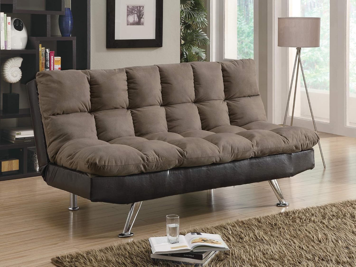 Benjara Contemporary Style Relaxing Sofa Bed, Brown