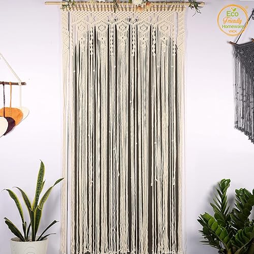 Miniatura 4 de Cortinas de macramé con cuentas para puertas cortinas de ventana de puerta decoración de pared macromayo panel de cortina de macramé cortinas de