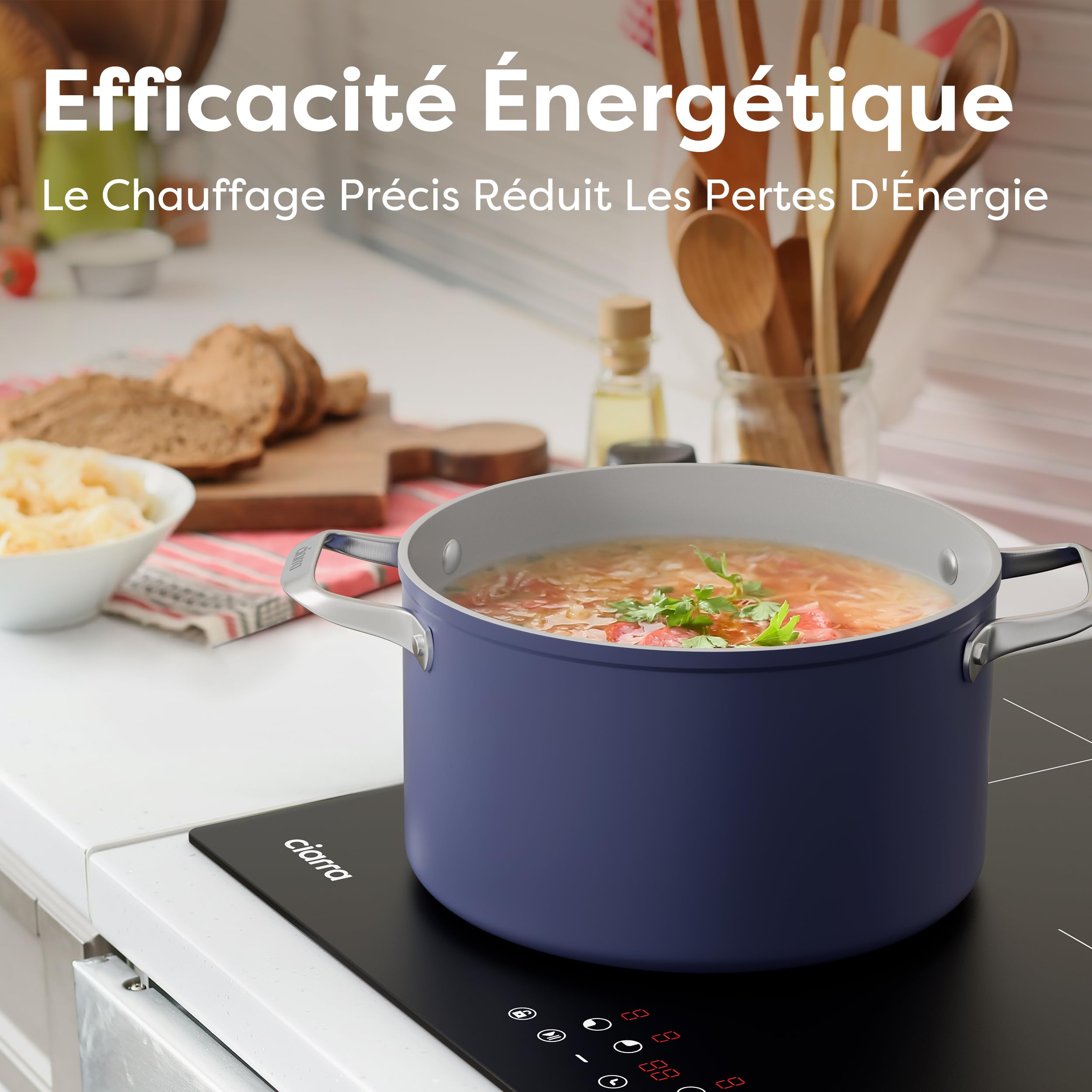 Ciarra Plaque Induction 3 Feux Encastrable 60cm 6200W Fonction Boost | Sécurité Enfant, Puissance Limitée, Minuteur, 9 Niveaux, Fonction Pause, Verre vitrocéramique, CBBIH3