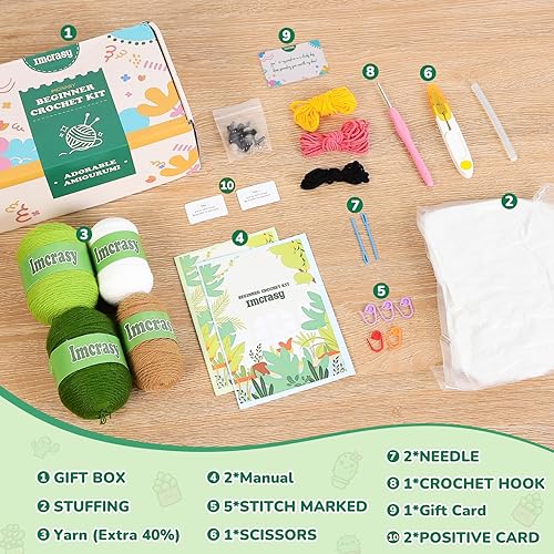 Vista 8 de Imcrasy Kit de ganchillo para principiantes con lecciones en video paso a paso 6 piezas de plantas en maceta y suculentas kit de ganchillo