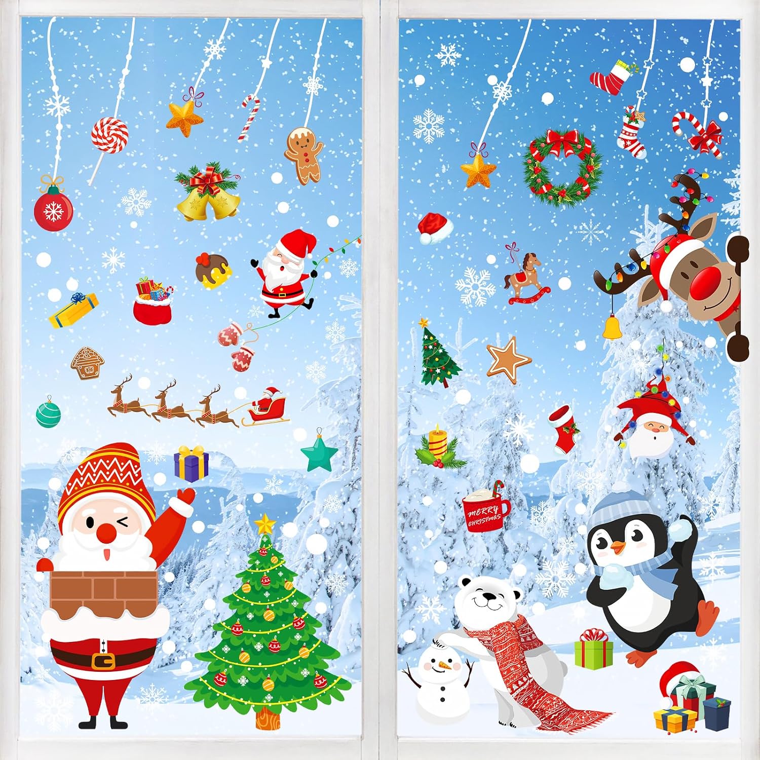 263 Weihnachts-Fensteraufkleber Selbstklebend - Wiederverwendbare Dekoration Für Winter & Festtage