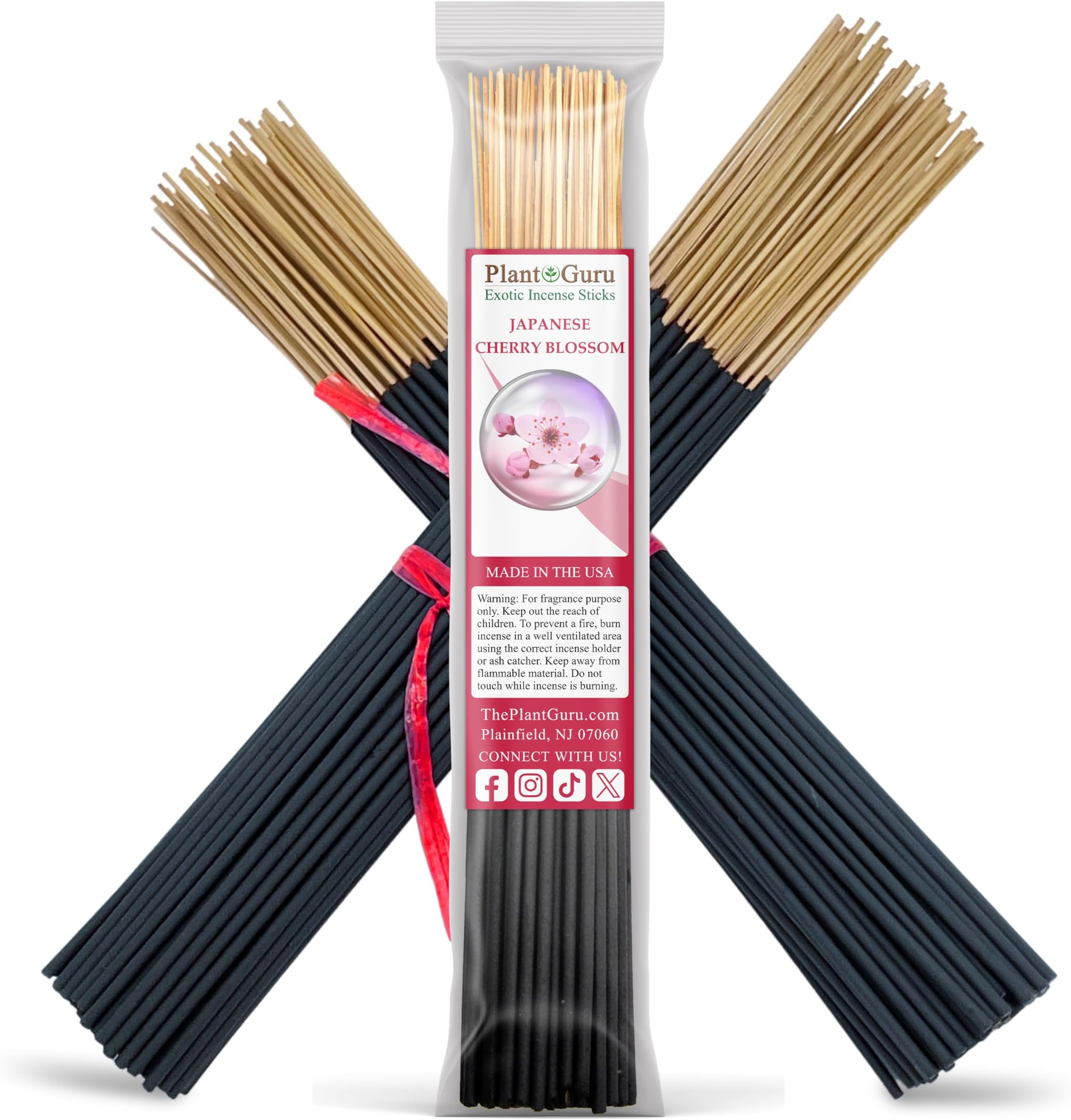 Japanese Cherry Blossom Incense Sticks 11" - 1 Bundle 85 to 100 Sticks - Smooth and Clean Long Burn Time, 45 to 60 Minutes.