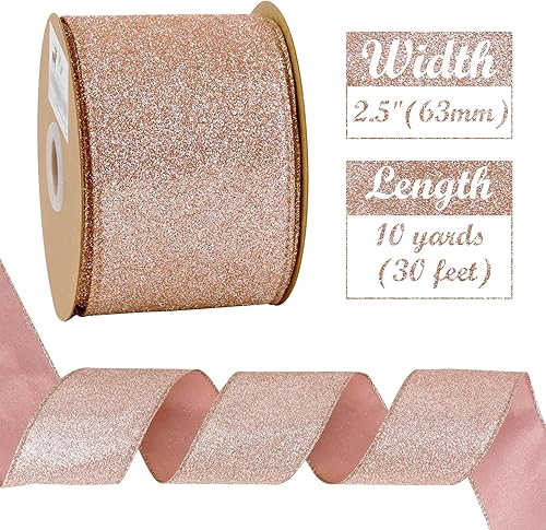 Miniatura 2 de HUIHUANG Cinta con alambre con purpurina de 2-12 pulgadas, cinta de Navidad brillante para árbol, fabricación de lazos, suministros de corona,