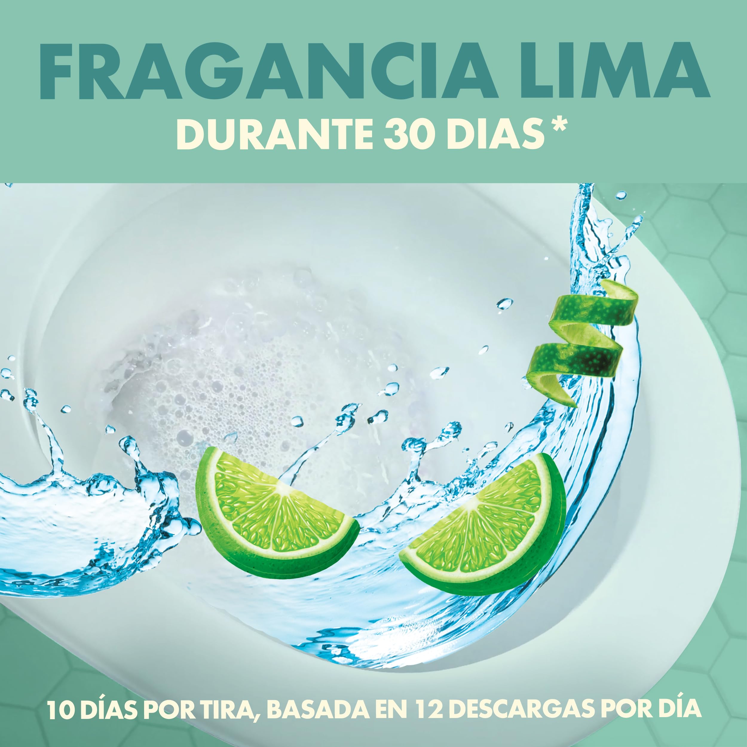 Pato Tiras Adhesivas WC Lima, Limpia, Refresca y Perfuma el Inodoro, Frescor Intenso, Pack de 10 = 30 Tiras