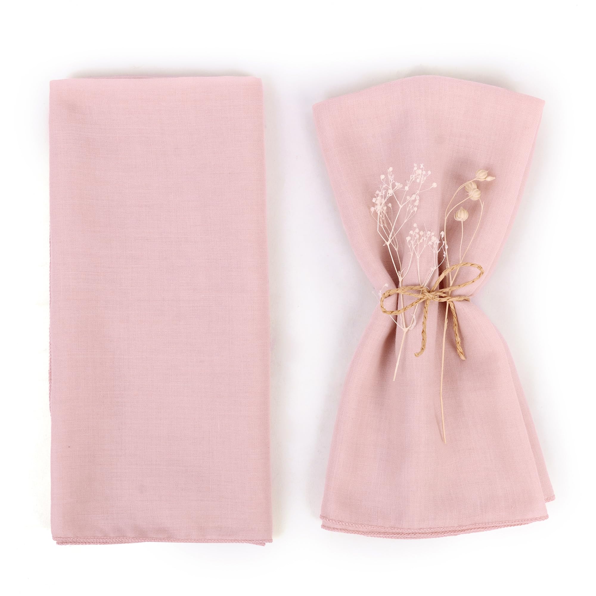 Guittly Cloth Napkin Set of 12, Cotton Pink Napkins Cloth, Dining Dinner Table Napkins for Wedding, Dinner, Party, Daily Use (Gauze Cotton Pink)