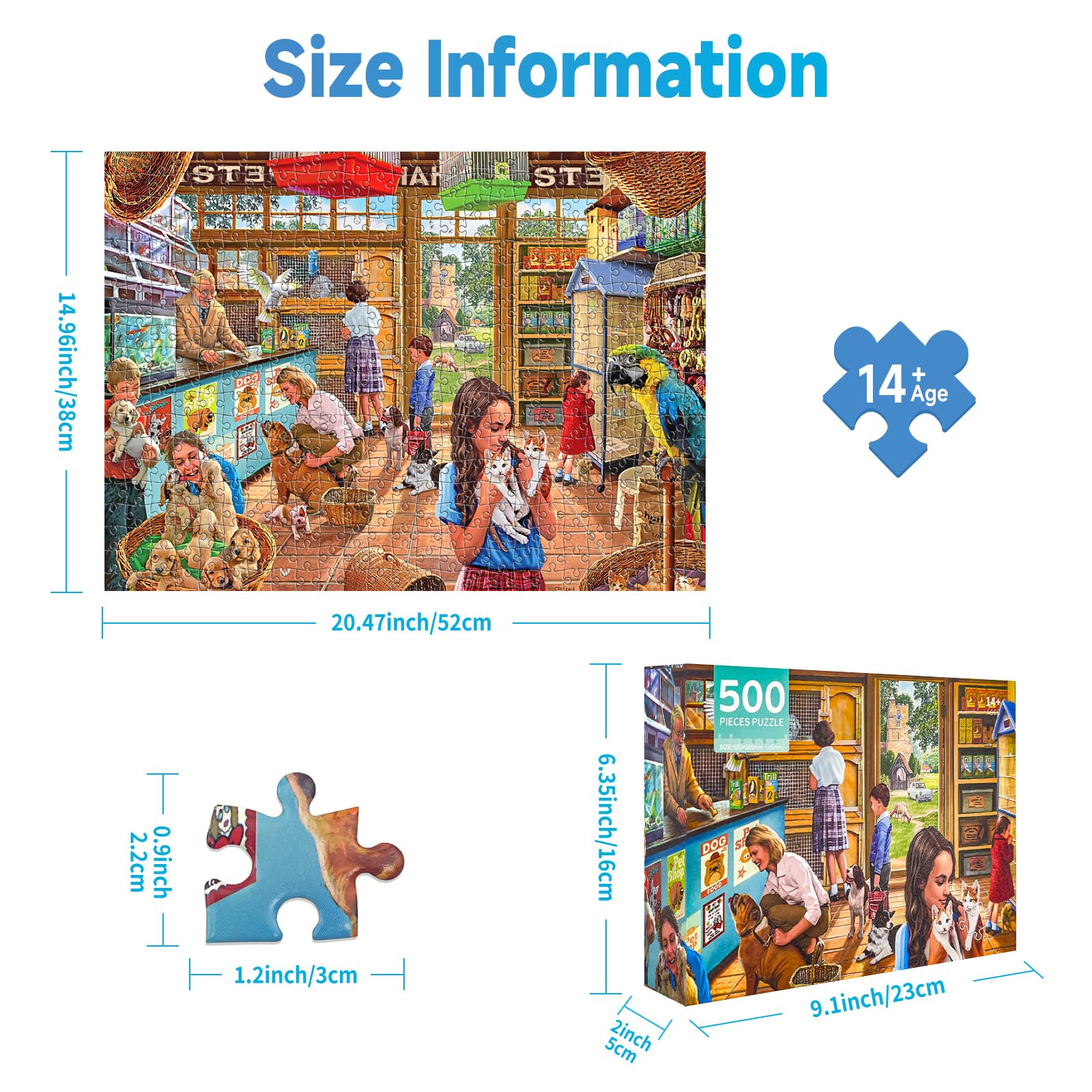 Puzzle 500 Pieces for Adults Dogs Jigsaw Puzzles 500 Pieces for Adults 500 Piece Jigsaw Puzzles for Adult Dog 500 Piece Puzzle Pet Shop Educational Games-Home Decoration Puzzel for Adult Teens Seniors - Image 2