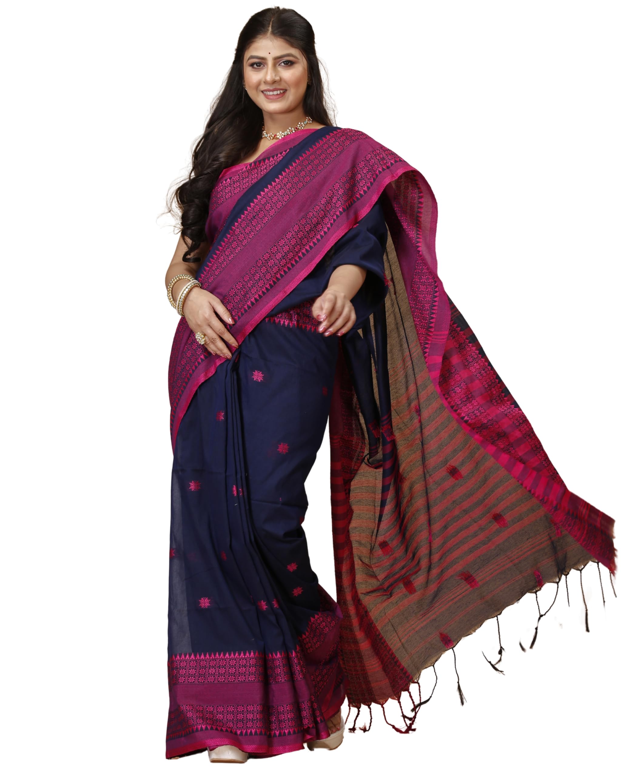 Handloom Cotton Saree for Women | Traditional Woven Cotton Saree with Contrast Border | Soft Pure Cotton Saree with Blouse Piece-image-46