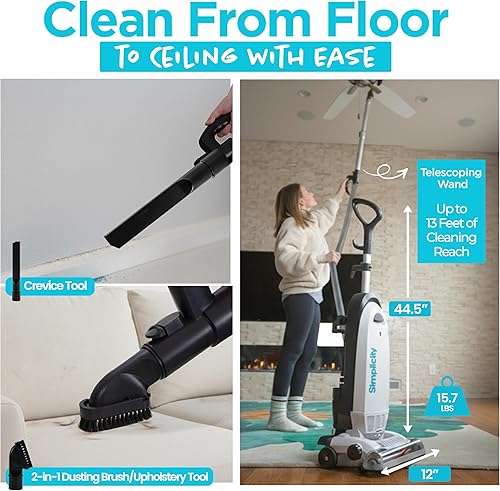 Miniatura 2 de Simplicity Vacuums S20EZM - Aspiradora vertical para alergia con bolsas y juego de filtros, aspiradora empaquetada con aspiradora Hepa certificada