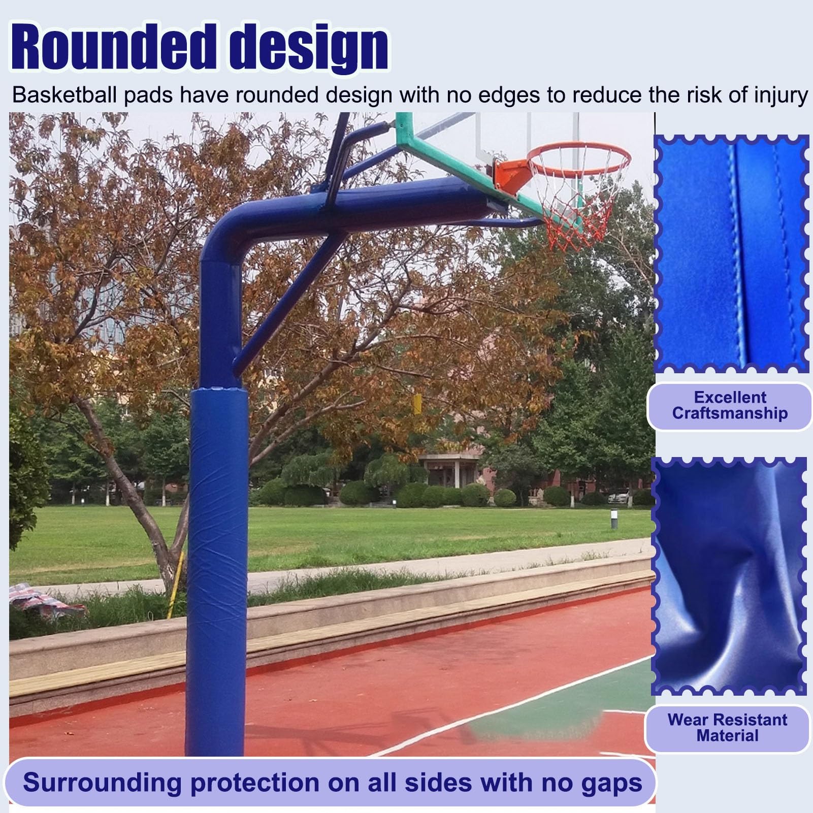 Outdoor Basketballkorb Abdeckung Stangenpolster für 40-72 Zoll Stangen, Langlebige Schutzhülle für Basketball, Telefonstangenschutz, wetterfest, Blau