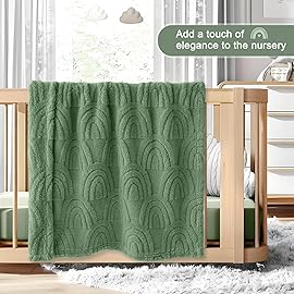 HOMRITAR Baby Blanket for Boys Super Soft Fluffy Fleece Rainbow Blankets Warmer Comfy Reversible Shaggy Cozy for Toddler Baby Nursery Stroller Crib Shower Gifts, Olive, 30 x 40 Inches