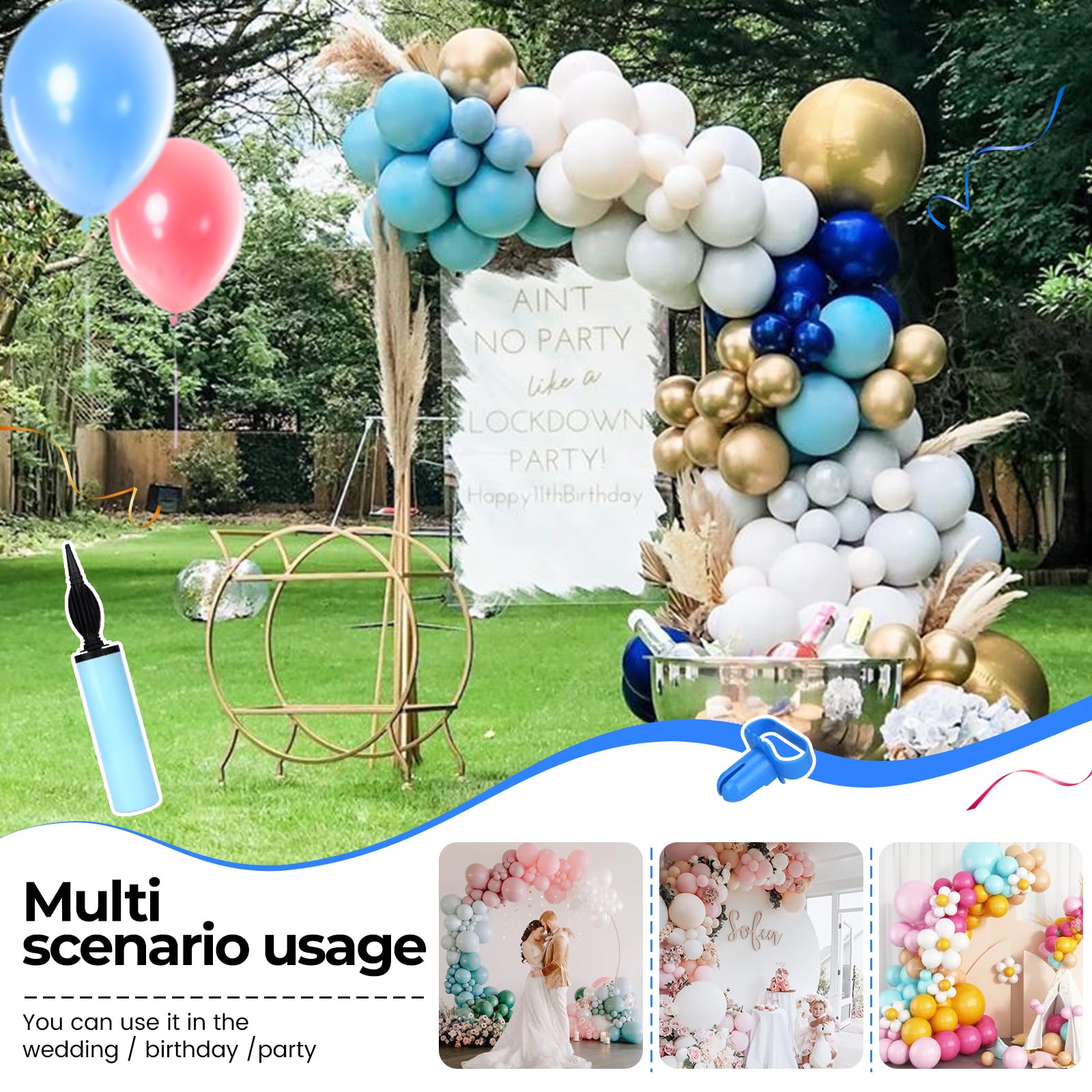 Kit de arco de globo,conjunto de soporte de arco de globos ajustable,Arco para Globos con base de llenado de agua y palos de fibra duradera para bodas, graduaciones y cumpleaños（1.5-2.5M）