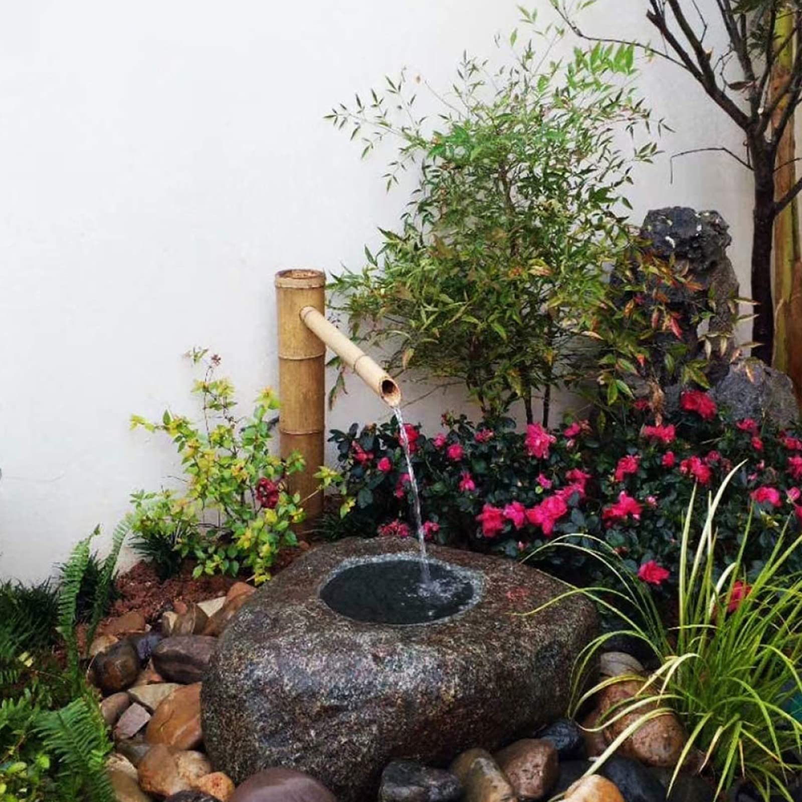 Bambus Brunnen Set Mit Pumpe - Zen Wasserspiel Für Garten, Terrasse Und Innenbereich