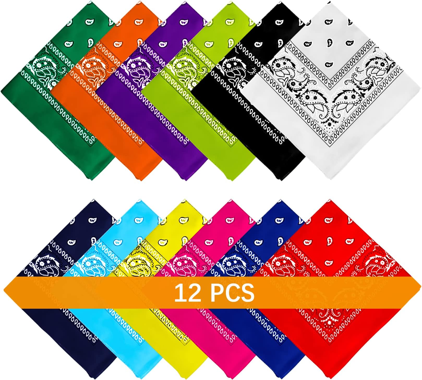 12-44pcs Bandanas for Men Women Paisley Large Bandana Black Red White Head Wrap Headbands Cowboy Handkerchief