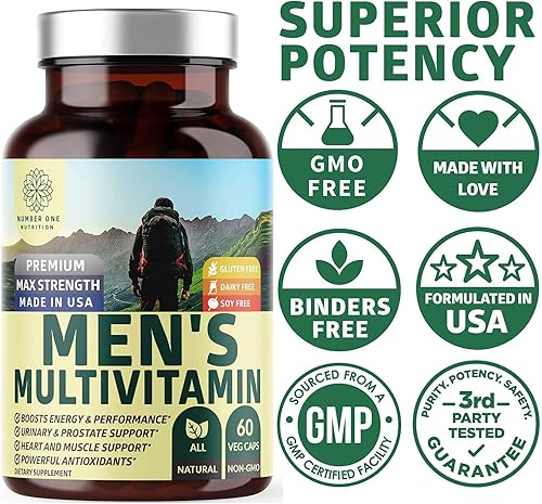 Miniatura 8 de Complejo de magnesio N1N Premium y multivitaminas para hombres, suplementos naturales para mejorar la energía, la inmunidad y apoyar la función