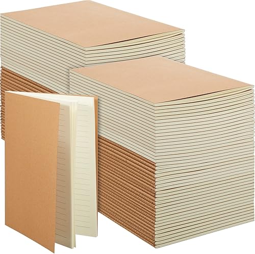Paquete de 100 cuadernos Kraft de 55 x 83 pulgadas cuadernos A5 de tapa blanda a granel para niños estudiantes escritura bocetos viajes oficina bloc