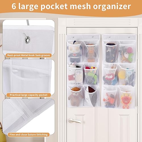 Miniatura 6 de Organizador de zapatos sobre la puertapared, paquete de 2, estrecho, zapatero colgante para armario, baño, caravana, despensa, campamento, color