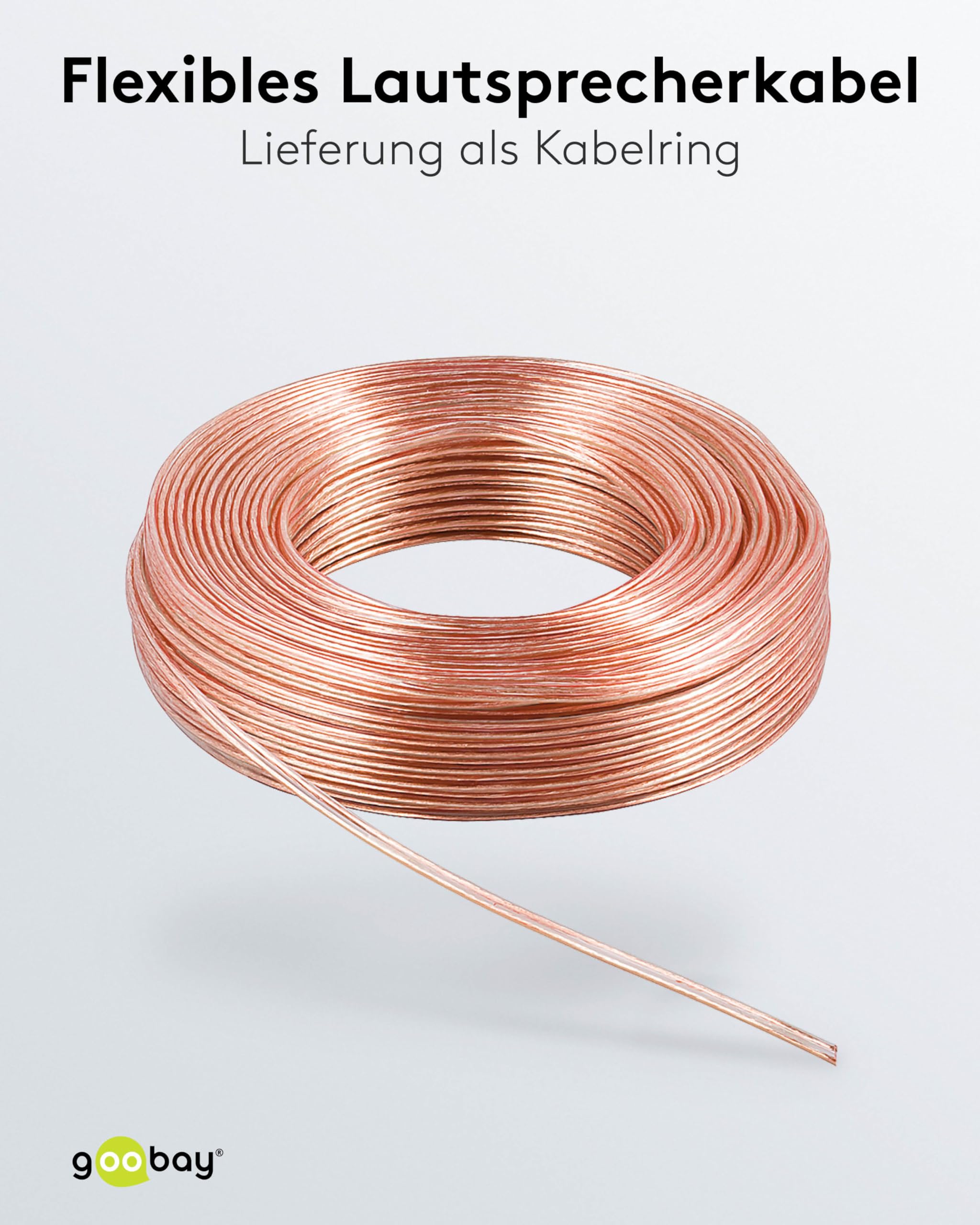 Goobay 15018 kabel głośnikowy 2 x 0,75 mm² przewód CCA/kabel audio na metry/Speaker Cable kabel kablowy kabel audio/kabel do subwoofera/przezroczysty / 100 m