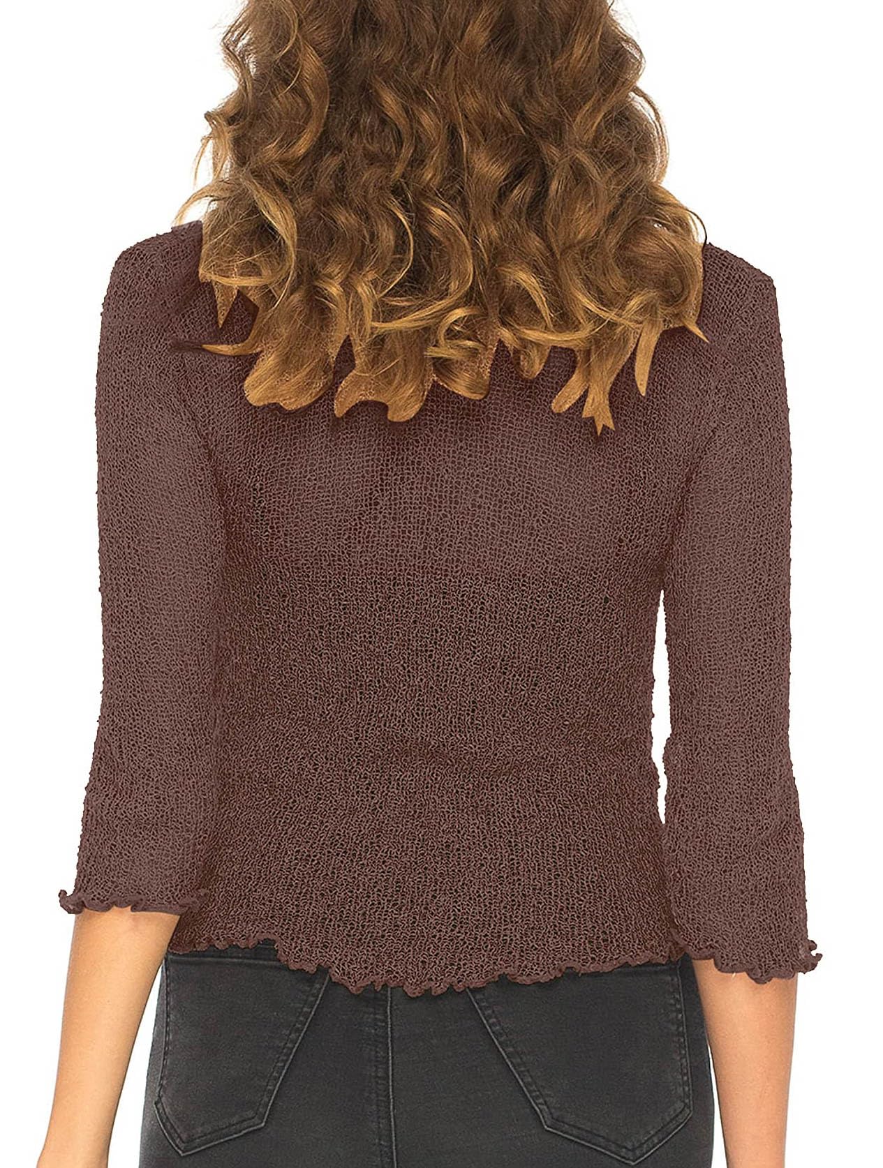 SHU-SHI - Bolero Transparente para Mujer - con Volante - Punto Ligero