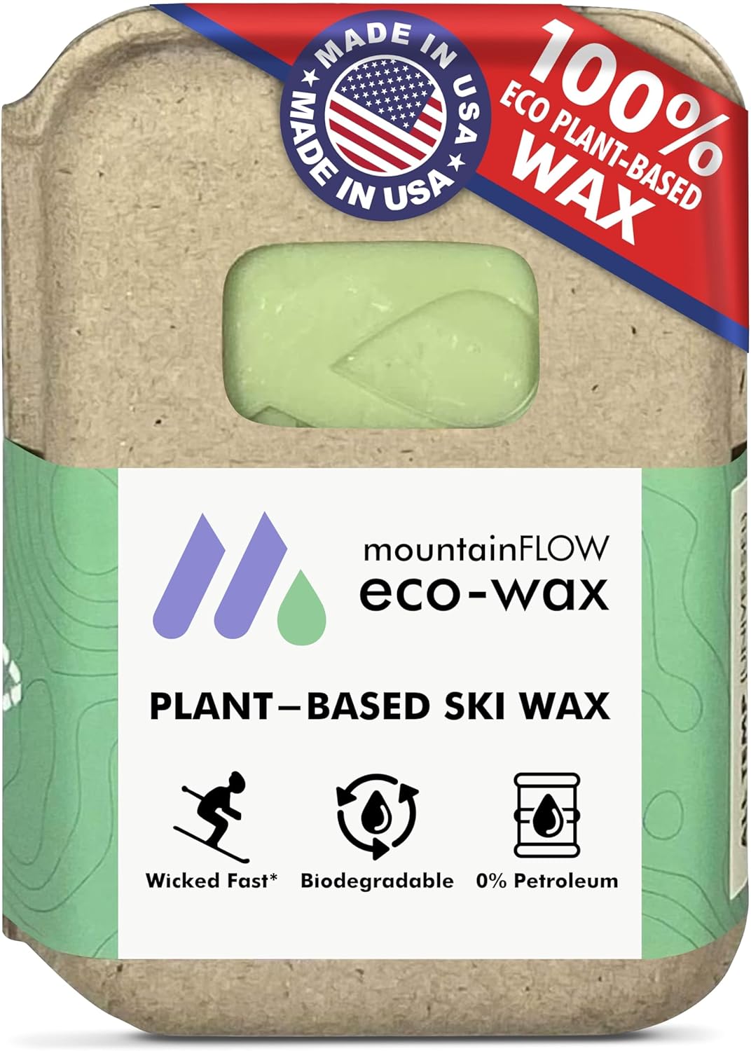 mountainFLOW Plant-Based, Biodegradable, Petroleum Free Ski/Snowboard Hot Wax