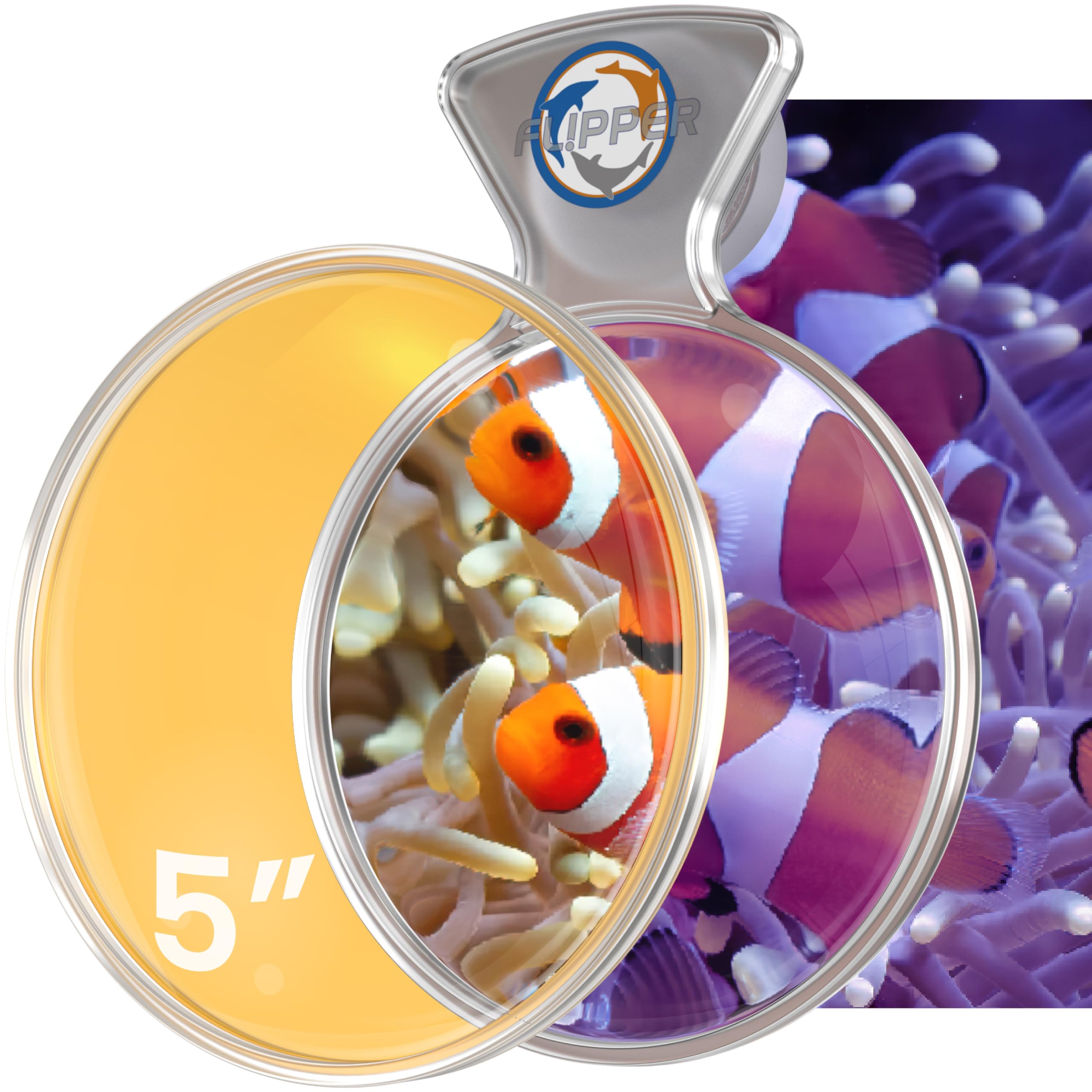 Flipper Deepsee Orange Magnifying Glass Lens Attachment for Flipper Deepsee 5" Magnetic Aquarium Gla