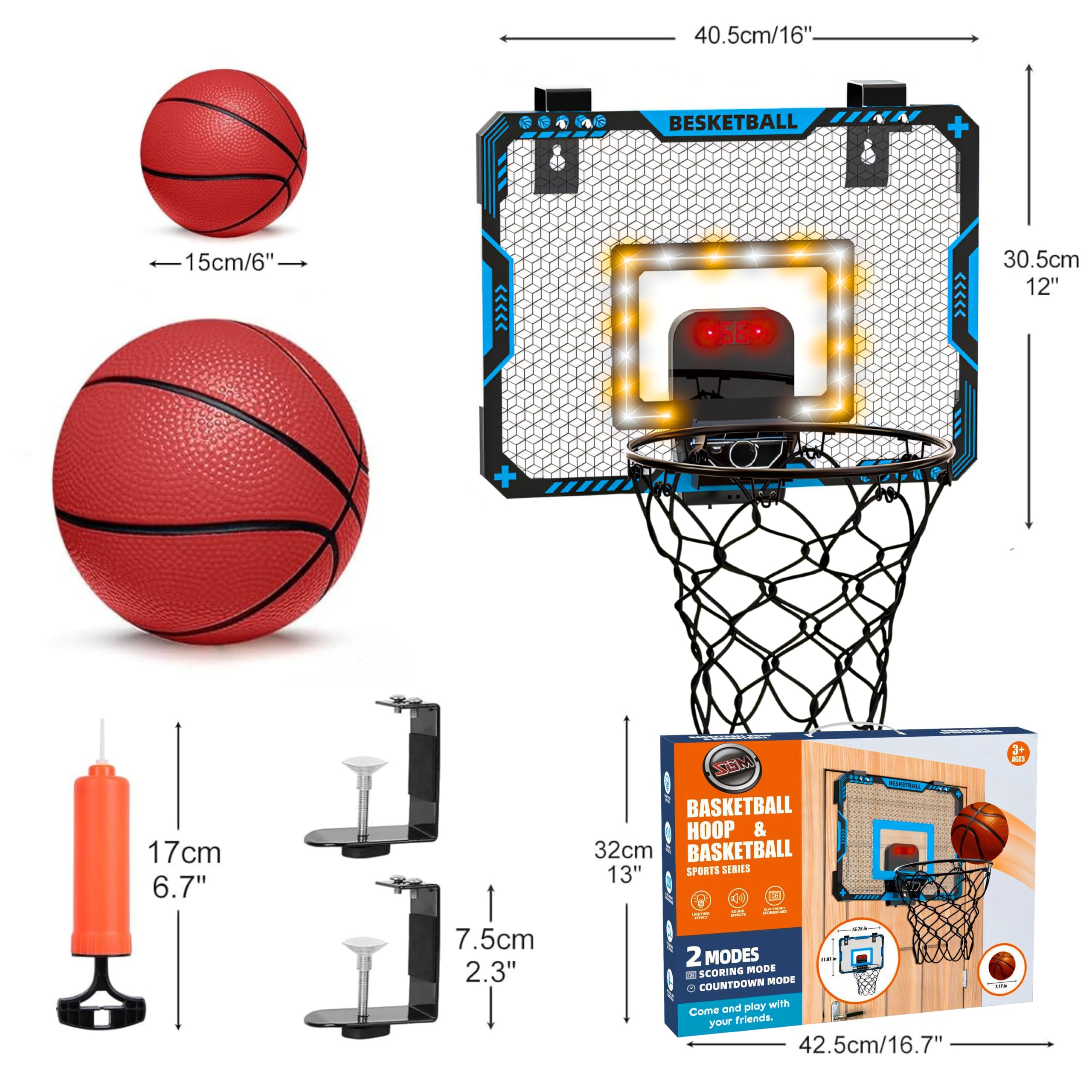 SGM 777-409E Indoor Mini Basketball Hoop! Featuring an electronic scoreboard with cheering sounds - Image 3