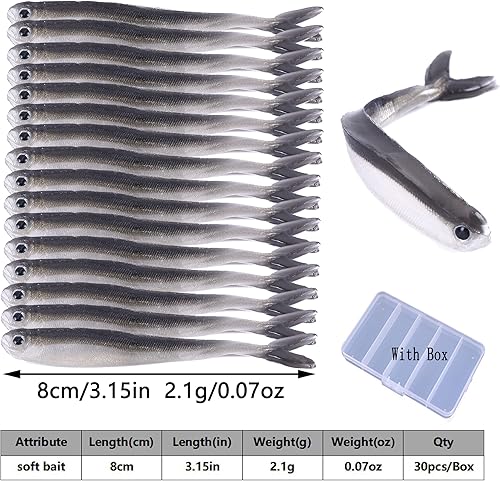 Miniatura 2 de Cebos de natación de cola de paleta, señuelos de pesca de plástico suave, cebos de natación para pesca de lubina, 3050100 piezas con caja, cebos de