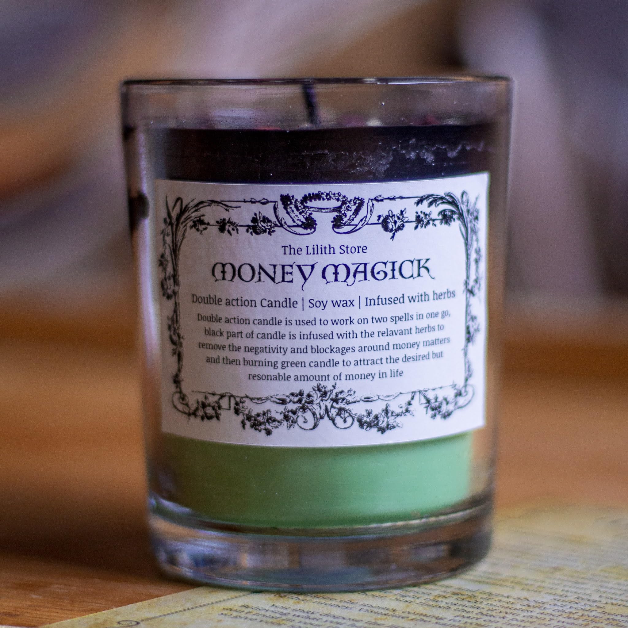 Money Magick Double Action Candle | Soy Wax by The Lilith Stores