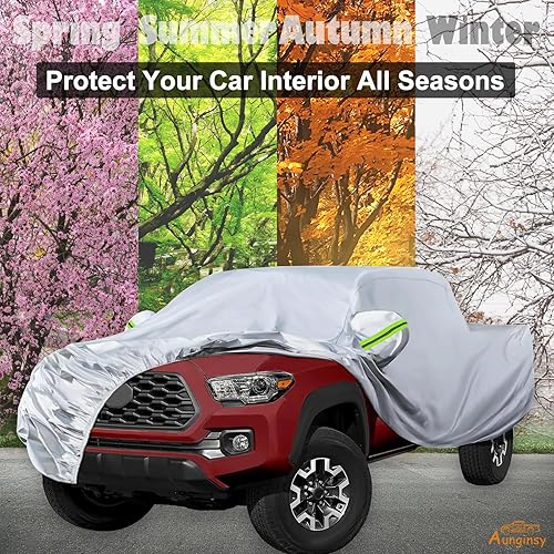Vista 17 de Aunginsy Parasol para parabrisas delantero de automóvil compatible con Toyota Tacoma 2006-2025, parasol plegable y reflectante para protección Plata
