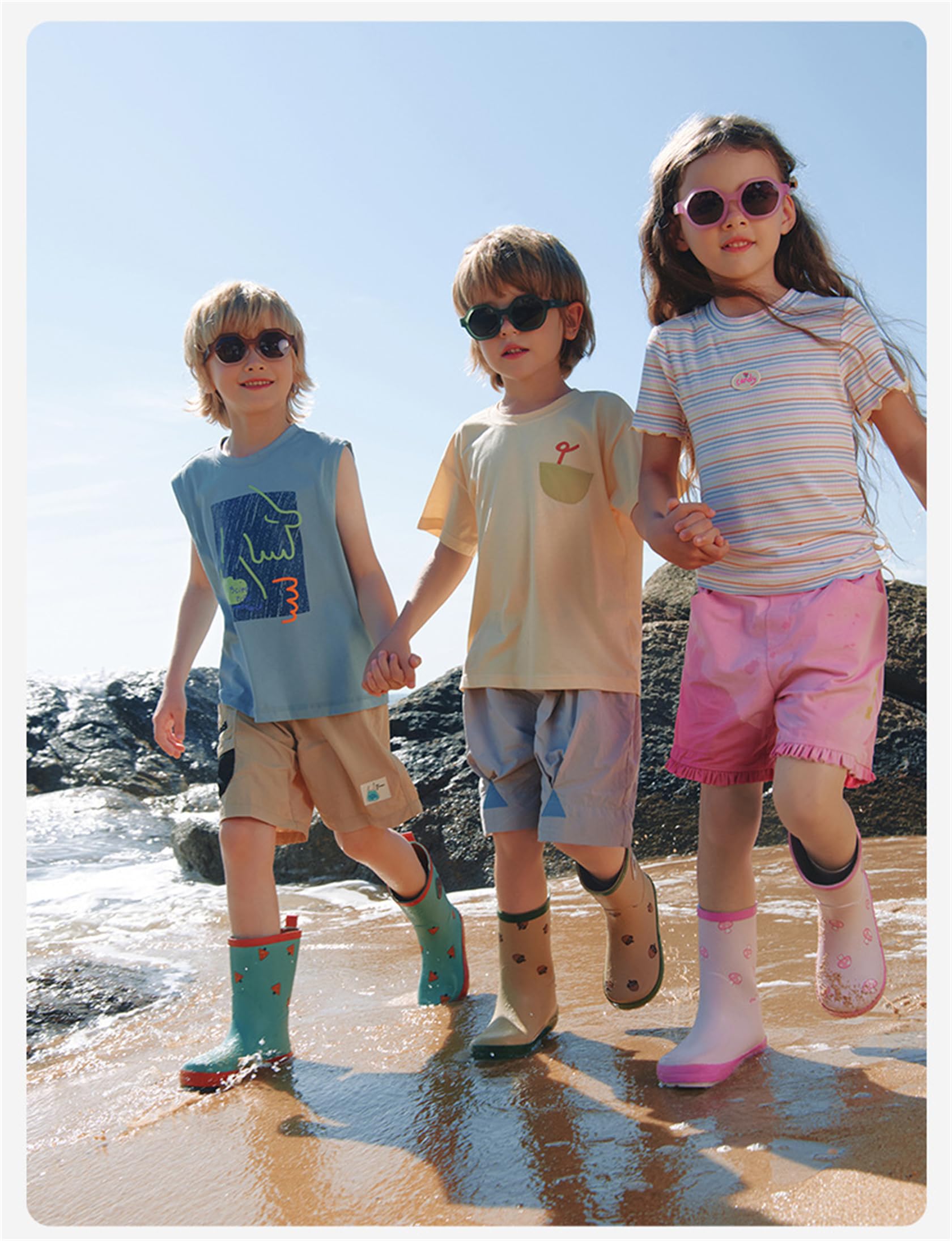 Stivali Bambino e Bambina Ragazzo e Ragazza in Gomma Stivali da Pioggia Dinosauro Unisex Antiscivolo Impermeabili