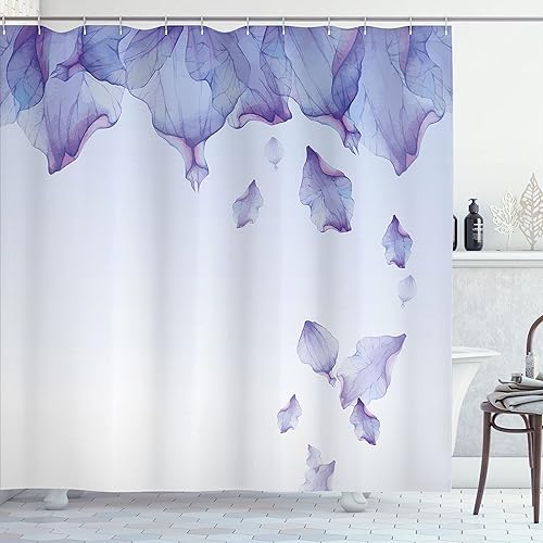 Miniatura 62 de Ambesonne Cortina de ducha amarilla, inspirada en pícnic, temática de los años 50, 60 y 70, estampado de lunares retro, juego de decoración de baño