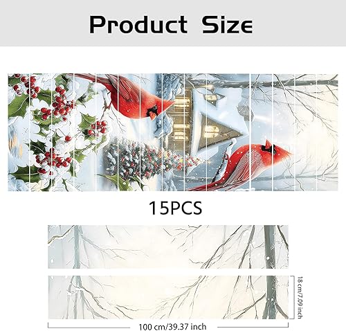 Miniatura 3 de PLIGREAT 15 tiras de calcomanías de Navidad para escaleras, despegar y pegar, calcomanías para escaleras de árbol de Navidad para escalones, 7.1 x