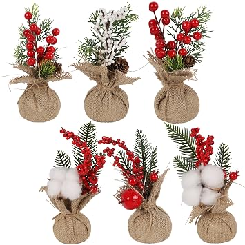 winemana 6 Pcs Mini Christmas Tree Table Decorations Office Holiday Decor
