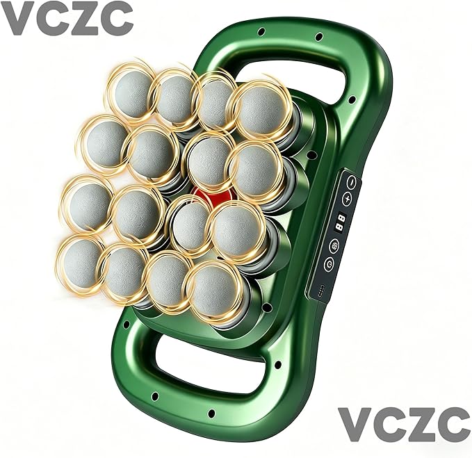 16 Head Massage Gun Set - Percussion Massager Deep Tissue with 9 Speed & Levels, 2600mAh Rechargeable Battery, Portable for Back Neck Leg Shoulder (Green)