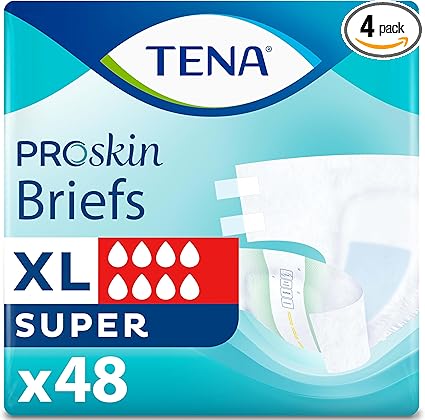 TENA ProSkin Unisex Adult Diapers with Tabs, Maximum Absorbency, X-Large, 48 ct