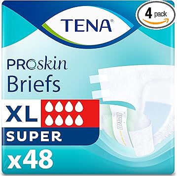 TENA ProSkin Unisex Adult Diapers with Tabs, Maximum Absorbency, X-Large, 48 ct