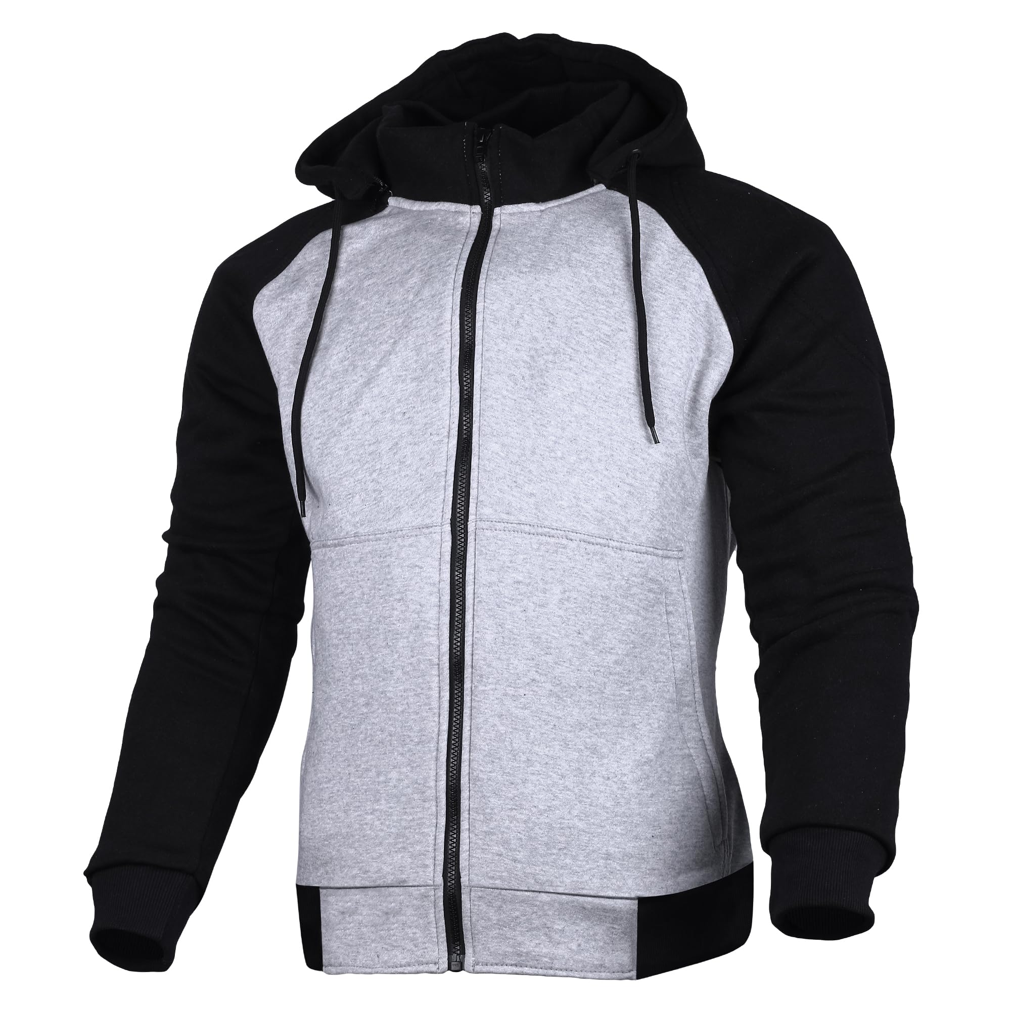 Bikers Gear Australia - Chaqueta protectora para motocicleta, color negro, rojo y gris, con capucha forrada con Kevlar y chaqueta de moto extraíble con revestimiento suave para hombre