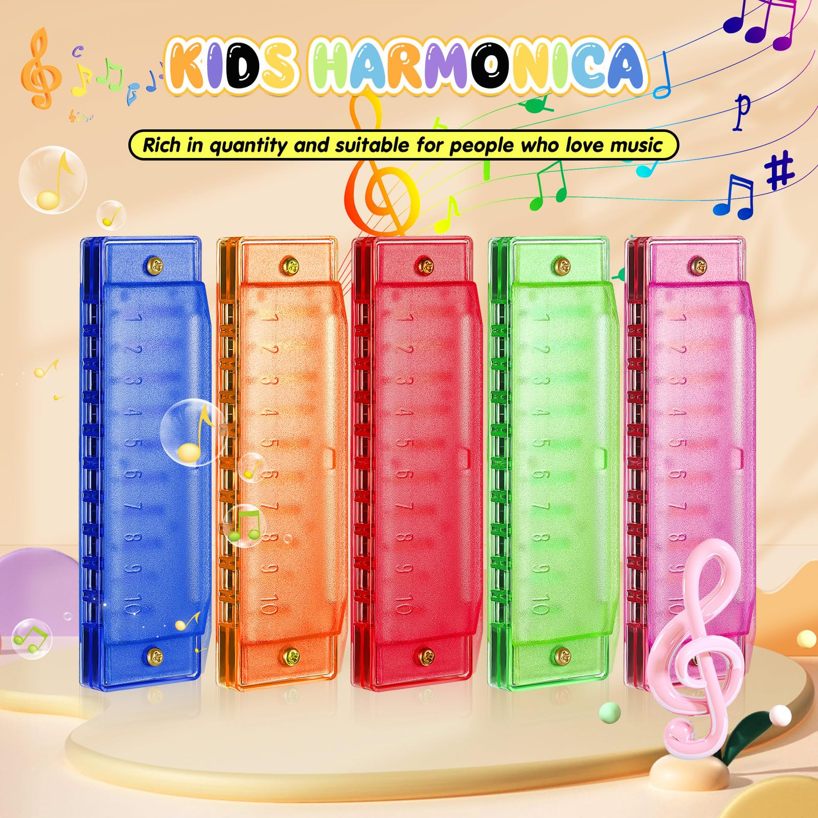 Liliful 10 szt. 10-otworowa plastikowa harmonijka dla dzieci edukacyjna harmonijka muzyczna harmonijka zestaw półprzezroczysta harmonijka instrumentalna prezenty dla dzieci dzieci dorosłych