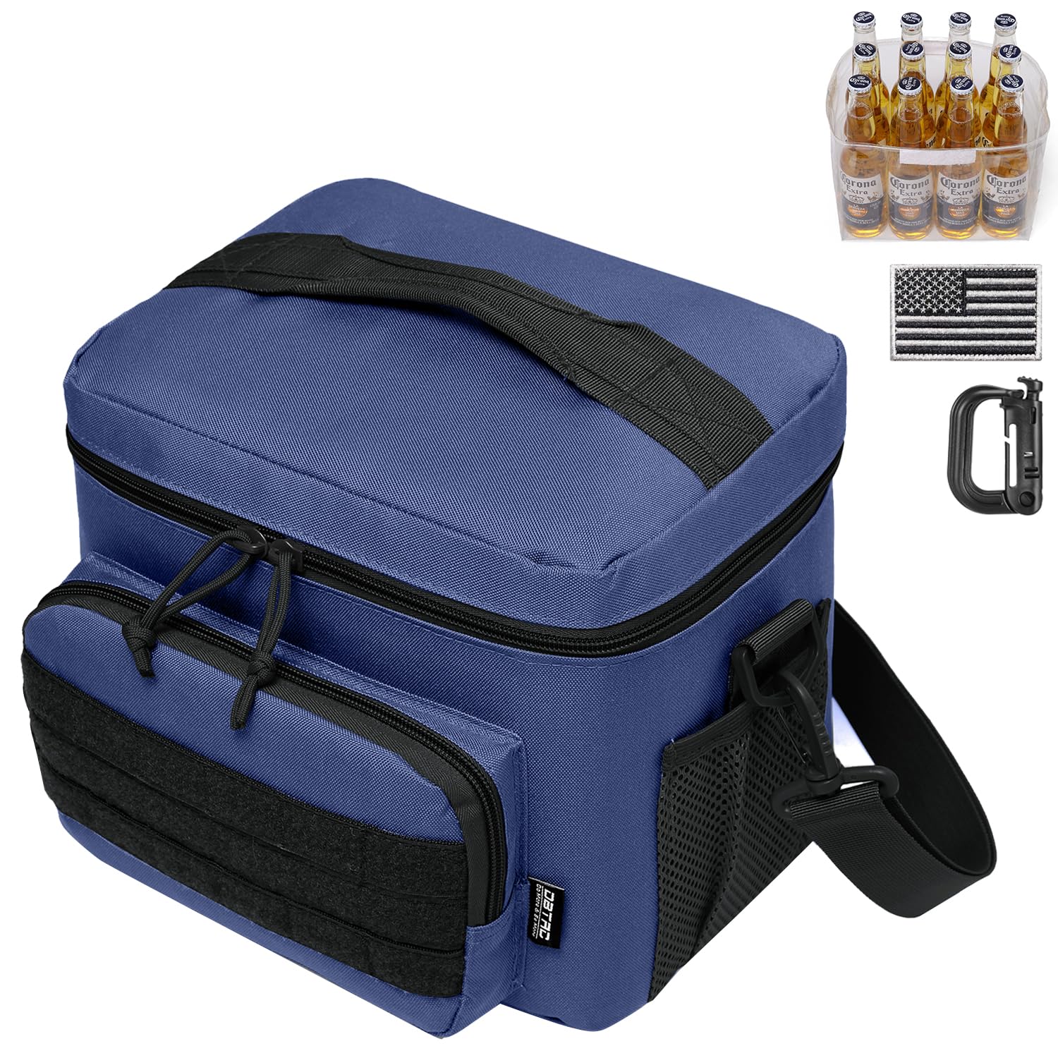 DBTAC Tactical Lunch Bag for Men Women, 12 Cans Insulated Lunch Box for Adult | 9L Leakproof Lunch Cooler Tote for Work Office Outdoor Travel | Soft Easy To Clean Liner x2, Urban Blue