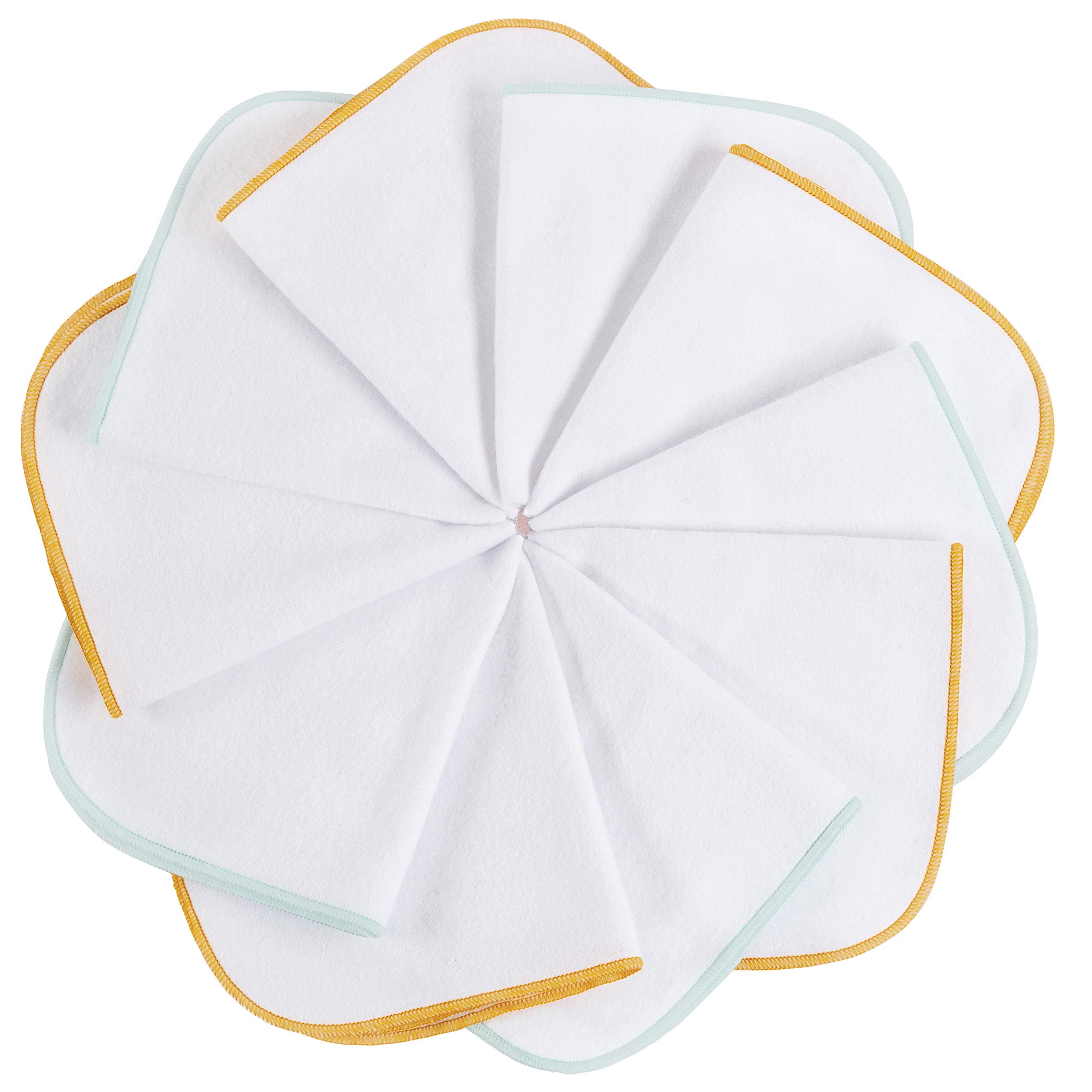 mimaDu - 10er Set Moltontücher Baby Baumwolle OekoTEX 25x25cm - Flanellwaschlappen weich für sensible Haut - Kinder Waschlappen Babytücher waschbar, wiederverwendbar - Mehrweg Tücher in Gold/Mint/Weiß