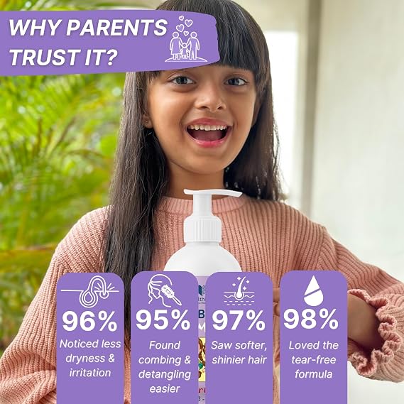 شامبو HealthBest Kidbest للشعر للأطفال ، مغذي إضافي ، جاف ومتضرر إلى شعر طبيعي ، دمعة ، بارابين ، SLS مجاني ، 500 مل ، أبيض